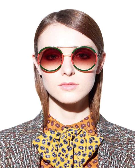 gucci green and red round sunglasses|gucci sunglasses red green stripe.